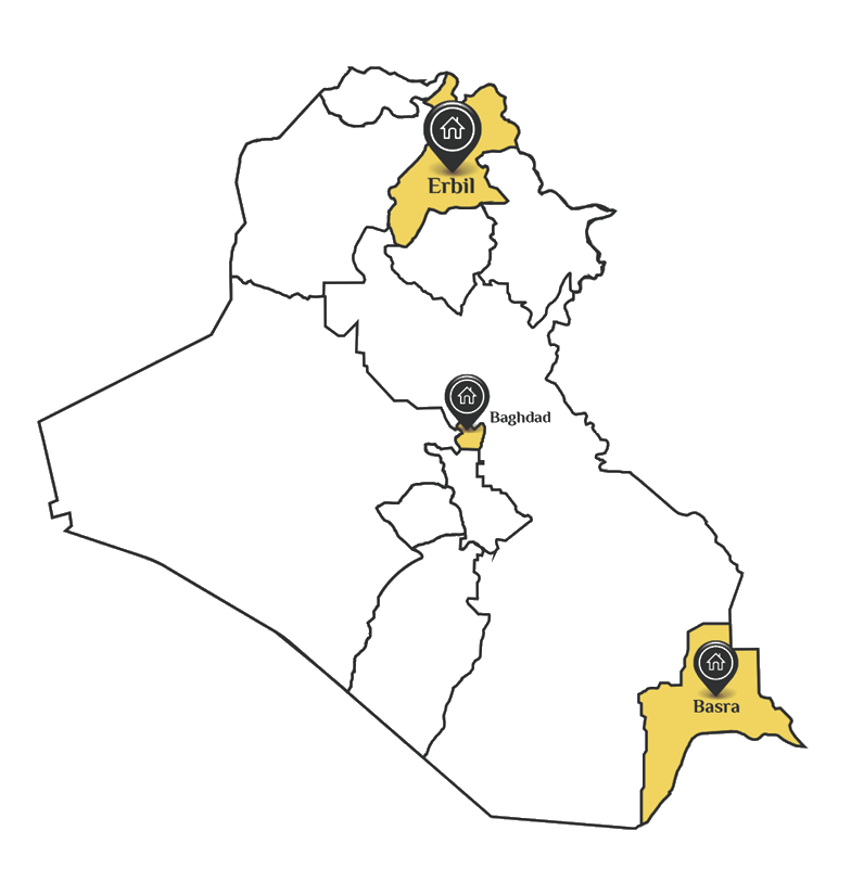 Iraq map with Wahat Dijla locations